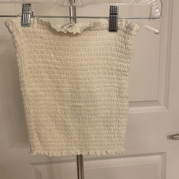 White Smocked Crop Tube Top - Picture 3 of 5